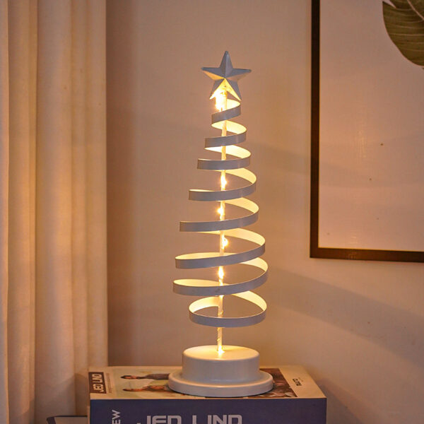 ⁦LED Christmas Tree Spiral Light Table Ornament Wrought Iron Xmas Tree Bedroom Desk Lamp Christmas Atmosphere Night Light Decor⁩ - الصورة ⁦3⁩