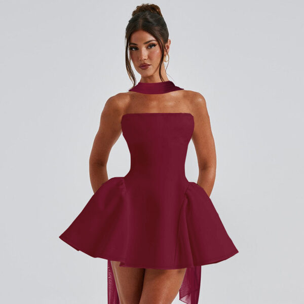 ⁦Sexy Tube Top Dress With Back Zipper Design Ins Fashion Short Dress For Party Clothing Women⁩ - الصورة ⁦9⁩