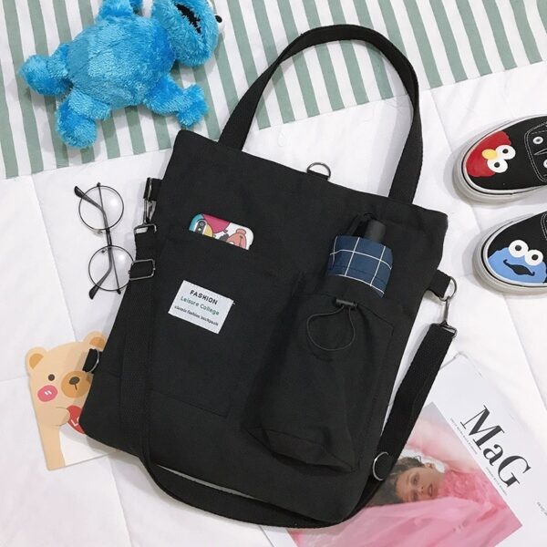 ⁦Harajuku Canvas Bags Students Handbag With Pockets Preppy Buckpack Shoulder Bag For Women⁩ - الصورة ⁦5⁩