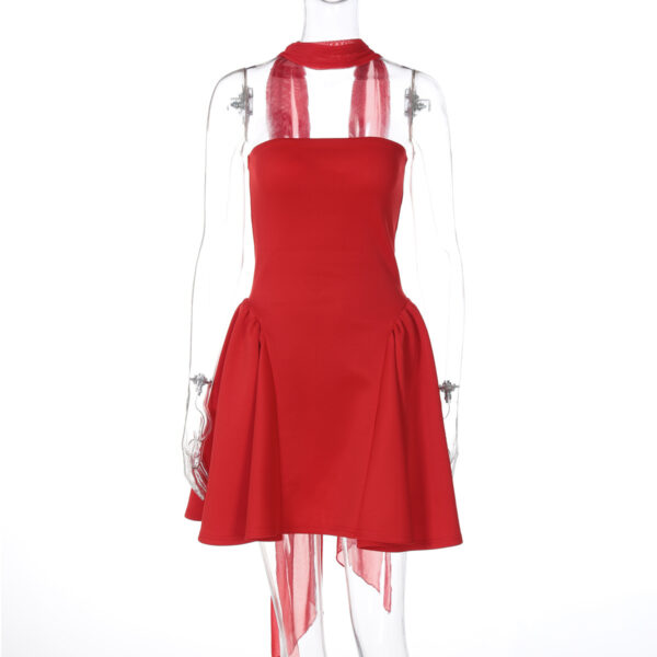 ⁦Sexy Tube Top Dress With Back Zipper Design Ins Fashion Short Dress For Party Clothing Women⁩ - الصورة ⁦2⁩