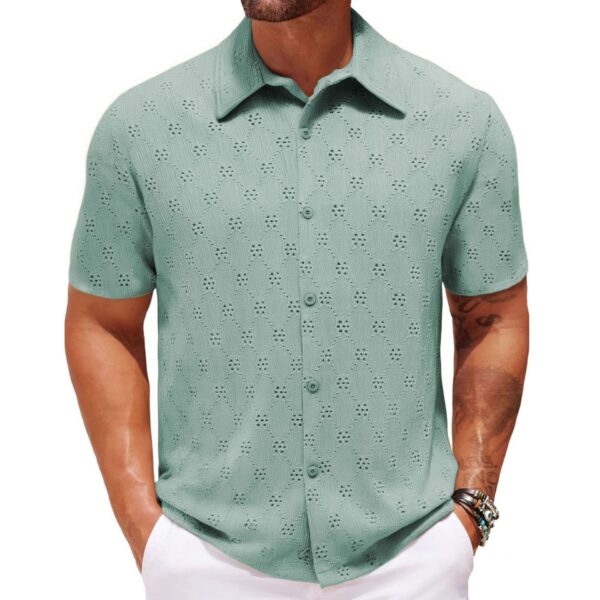 ⁦Hollow Jacquard Summer Casual Short Sleeve⁩ - الصورة ⁦2⁩