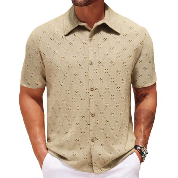 ⁦Hollow Jacquard Summer Casual Short Sleeve⁩ - الصورة ⁦3⁩