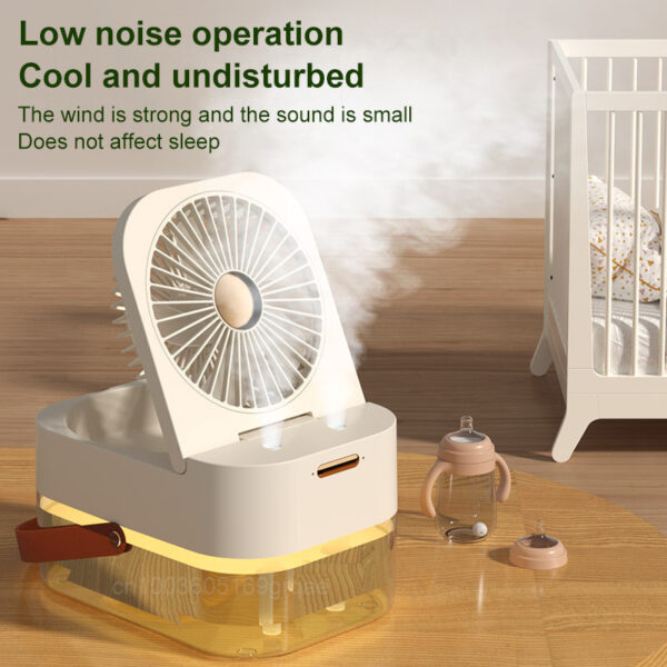 ⁦Humidifier Spray Fan Portable Fan Air Cooler Air Humidifier USB Mist Fan Desktop Fan With Night Light For Summer Home Appliance⁩ - الصورة ⁦3⁩