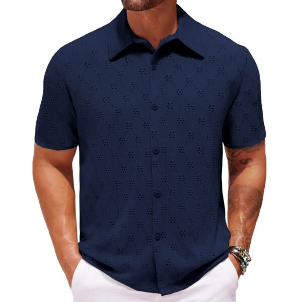 ⁦Hollow Jacquard Summer Casual Short Sleeve⁩ - الصورة ⁦7⁩
