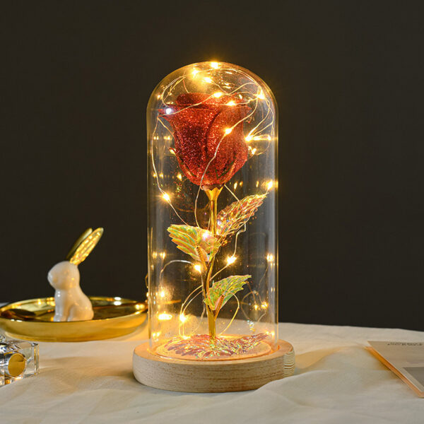 ⁦Valentines Day Gift  For Girlfriend Eternal Rose Flowers LED Light In Glass Cover Day Wedding Decoration Favors Mother Day Female Gift  Gift⁩ - الصورة ⁦3⁩