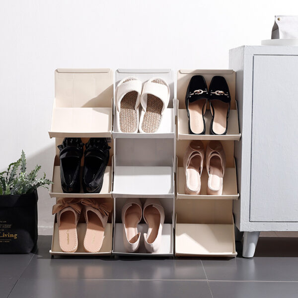 ⁦Shoe Rack Home Stackable Multi-layer Shoe Storage Shelf Organizer For Any Occasion Shoe Storage Space Saving⁩ - الصورة ⁦3⁩