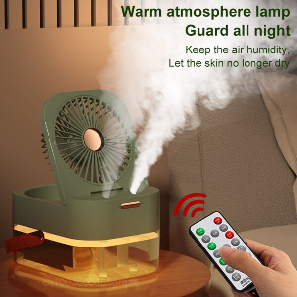 ⁦Humidifier Spray Fan Portable Fan Air Cooler Air Humidifier USB Mist Fan Desktop Fan With Night Light For Summer Home Appliance⁩ - الصورة ⁦8⁩