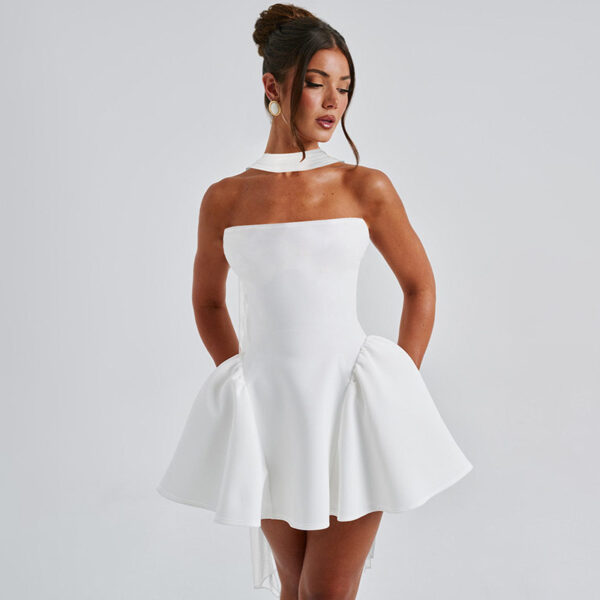 ⁦Sexy Tube Top Dress With Back Zipper Design Ins Fashion Short Dress For Party Clothing Women⁩ - الصورة ⁦6⁩