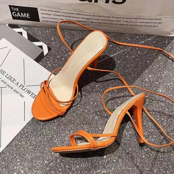 ⁦High Heel Sandals Women's Round Toe Strap Stiletto Heel⁩ - الصورة ⁦4⁩