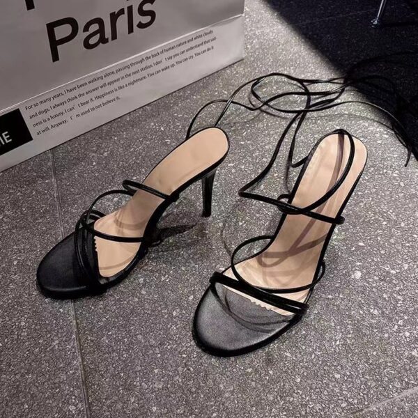 ⁦High Heel Sandals Women's Round Toe Strap Stiletto Heel⁩ - الصورة ⁦3⁩