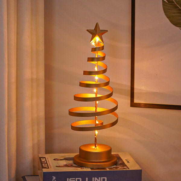⁦LED Christmas Tree Spiral Light Table Ornament Wrought Iron Xmas Tree Bedroom Desk Lamp Christmas Atmosphere Night Light Decor⁩ - الصورة ⁦8⁩