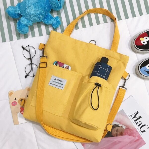 ⁦Harajuku Canvas Bags Students Handbag With Pockets Preppy Buckpack Shoulder Bag For Women⁩ - الصورة ⁦2⁩
