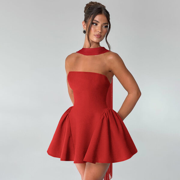 ⁦Sexy Tube Top Dress With Back Zipper Design Ins Fashion Short Dress For Party Clothing Women⁩ - الصورة ⁦4⁩