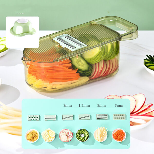 ⁦Multifunction Transparent Vegetable Cutter Steel Blade Potato Slicer Fruit Shred Dicing Blades Carrot Cheese Grater Chopper Kitchen Gadgets⁩ - الصورة ⁦2⁩
